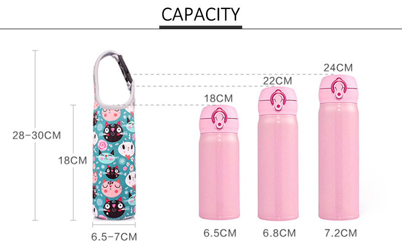 Reusable Cartoon H18CM Insulated Bottle Sleeve For Kids