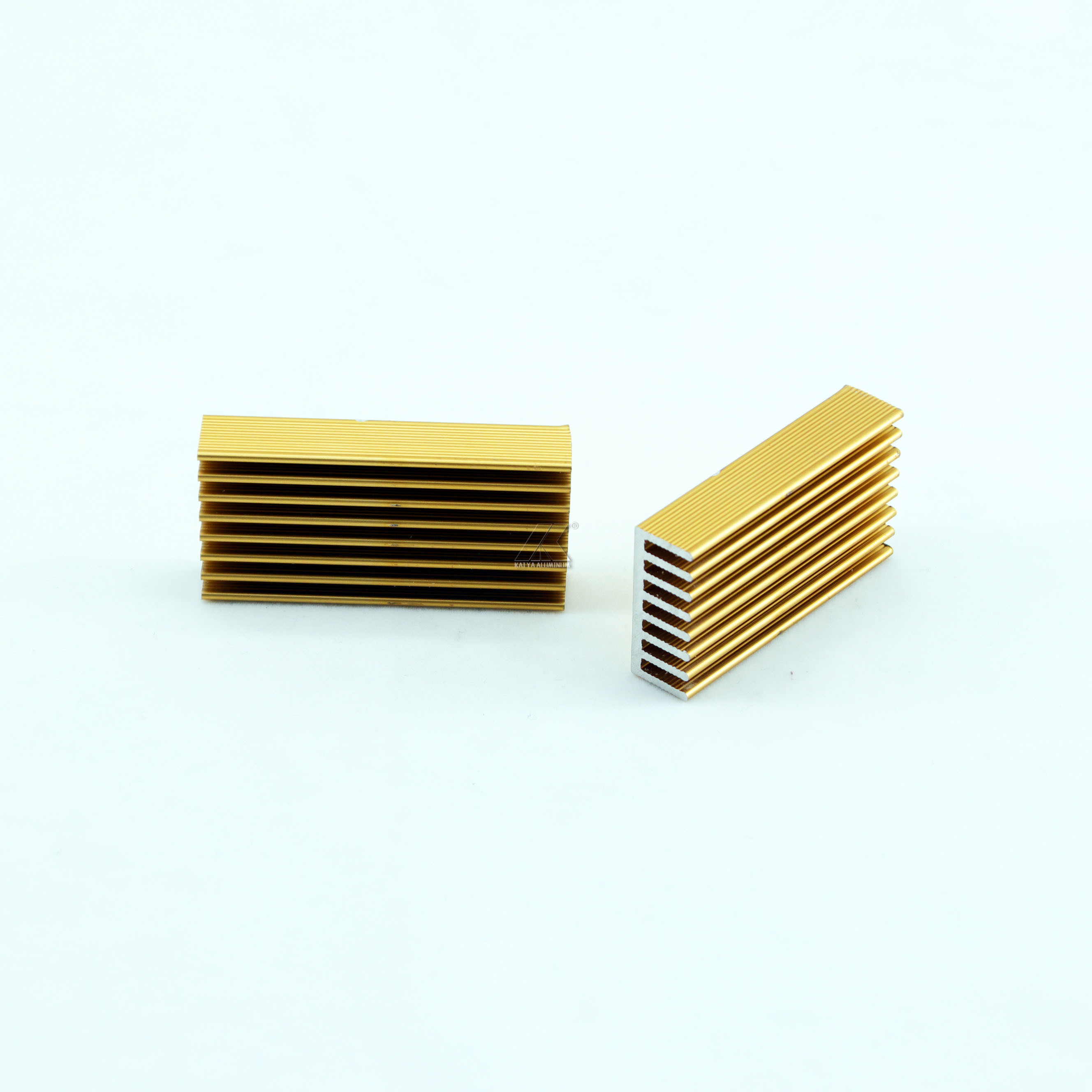 Gold Extruded Skived Fin Heat Sink Aluminum Profiles 50 X 20 Mm Copper Pin Bonded