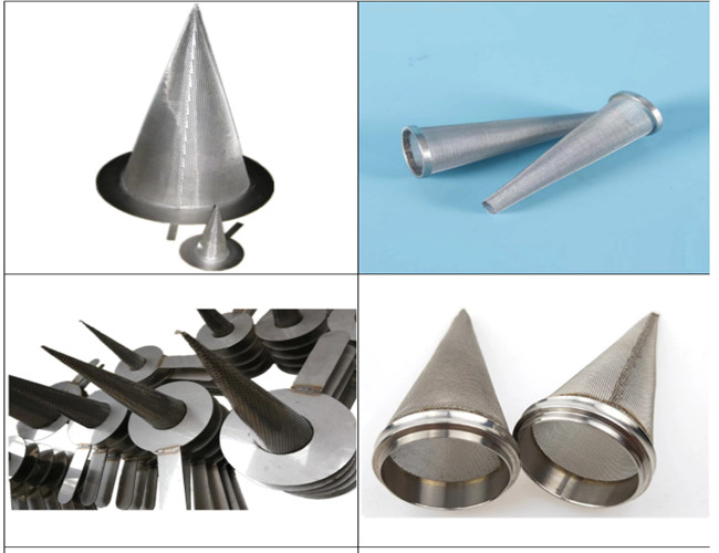 Food Grade SUS304 Stainless Steel Cone Filter Square Wire Mesh Cylinder