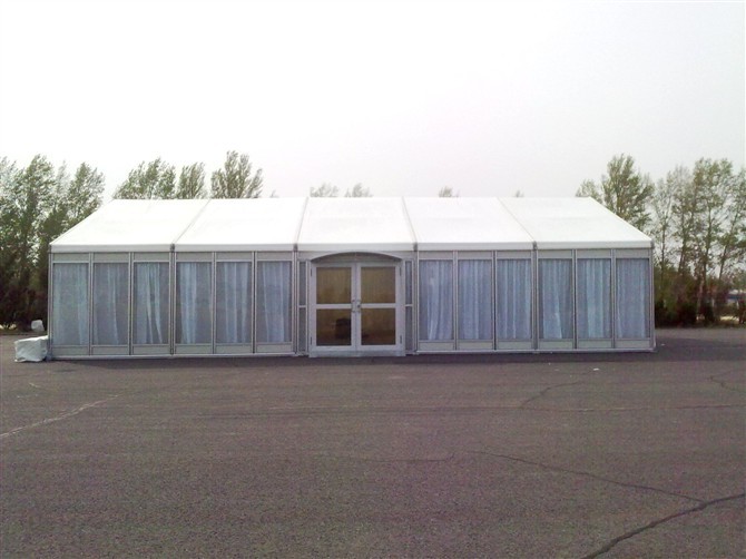 Wooden Flooring Glass Wall Custom Event Tents Outdoor 200 Seaters