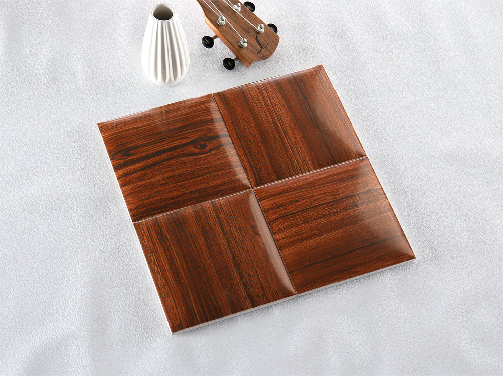 Dark Brown 152x152mm Interior Room Square Ceramic Wall Bread Tiles For Bathroom And Office