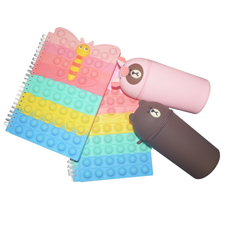 Silicone Bees Pop Cover Back To School Fidget Toy Notebook A5 Loose Spiral Bubbles