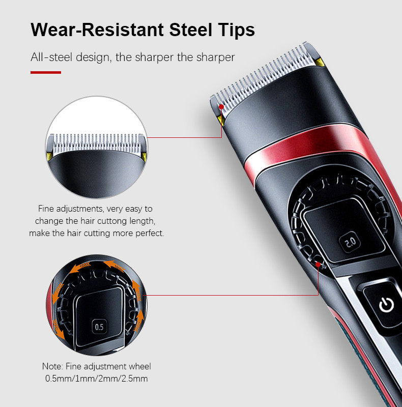100% Waterproof Cordless Hair Trimmer LED Display Pro Home Barber Kit