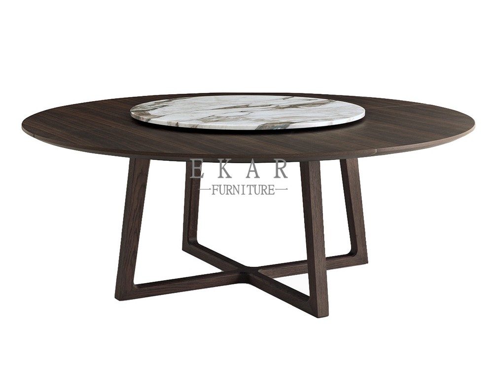 Solid Wood Leg With Centre Round Rotating Dining Table ZZ-ZC02A
