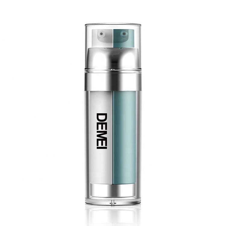 Empty Airless Lotion Pump Bottle 20ml X 2 Dual Chamber Spray Bottle Cosmetic Packaging