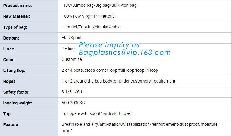 OEM 1 ton 2 ton PP woven big bags shipping jumbo bulk bag,High Quality 2 loops pp woven big bag,100% New Virgin Polyprop