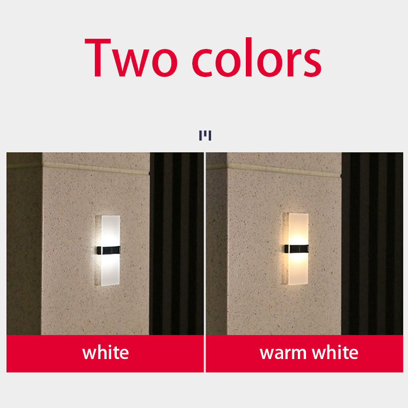Acrylic Led Outdoor Wall Sconce LED Solar Powered Lights Cold White Light
