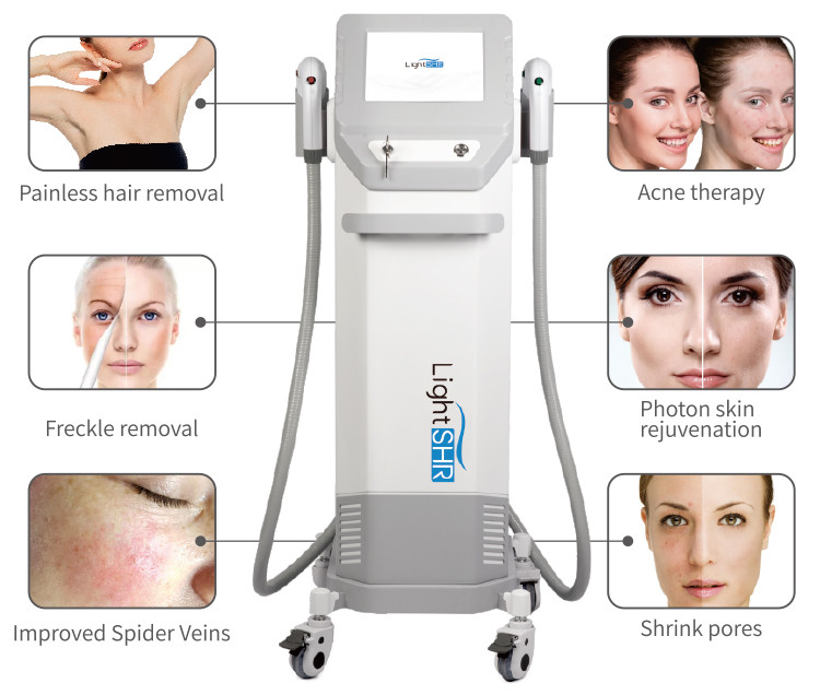 Hair Removal Skin Rejuvenation SHR IPL Beauty Machine 2000W With 2 Handles