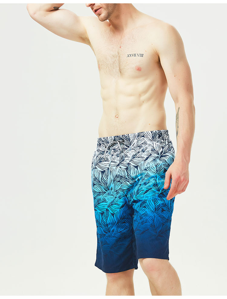 Comfortable Men's Quick Dry Beach Swim Shorts Plus Size Printed Waterproof Swim Trunks