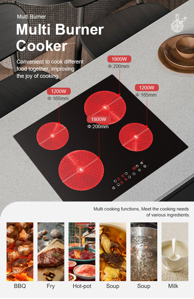 Bridge Zone Double Induction Hob 5500W Touch Control Hidden