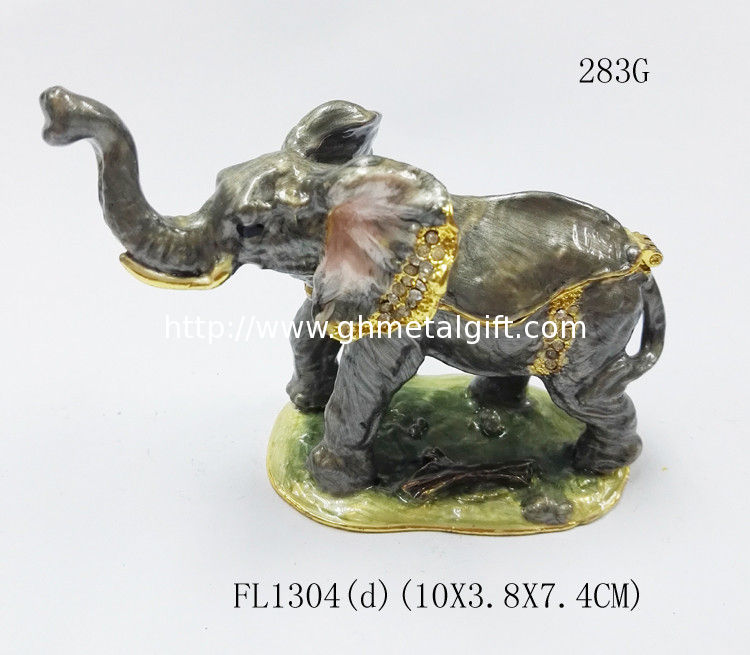 pewter family elephant jewelry box,elephant shape bejeweled box,alloy elephant trinket box