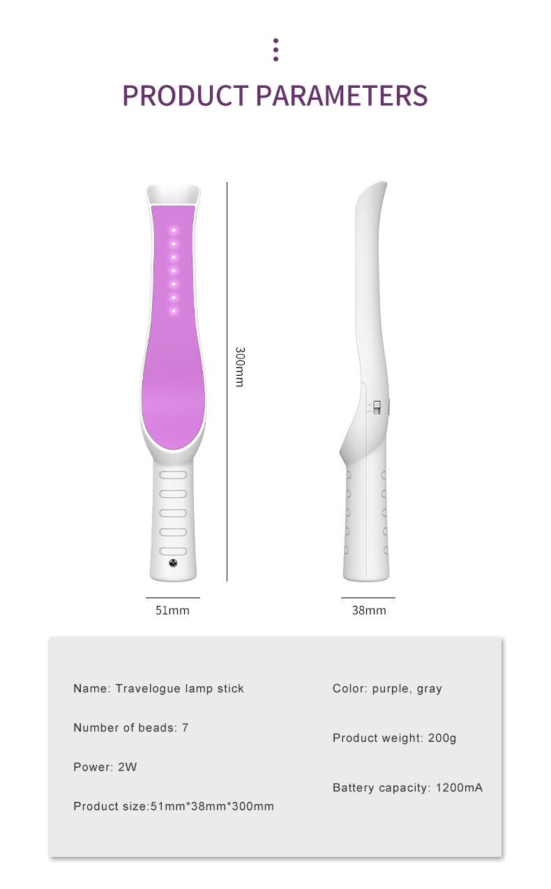 2W USB Portable Rechargeable Sterilization Disinfection UV Lamp