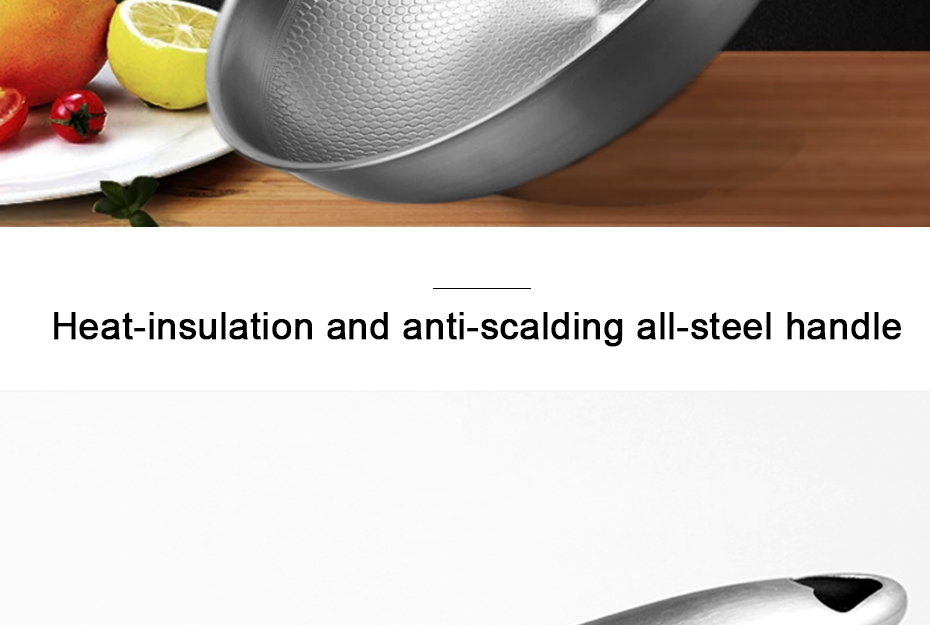 Honeycomb Kitchen Frying Pan Nonstick Hybrid Stainless Steel Frying Pan