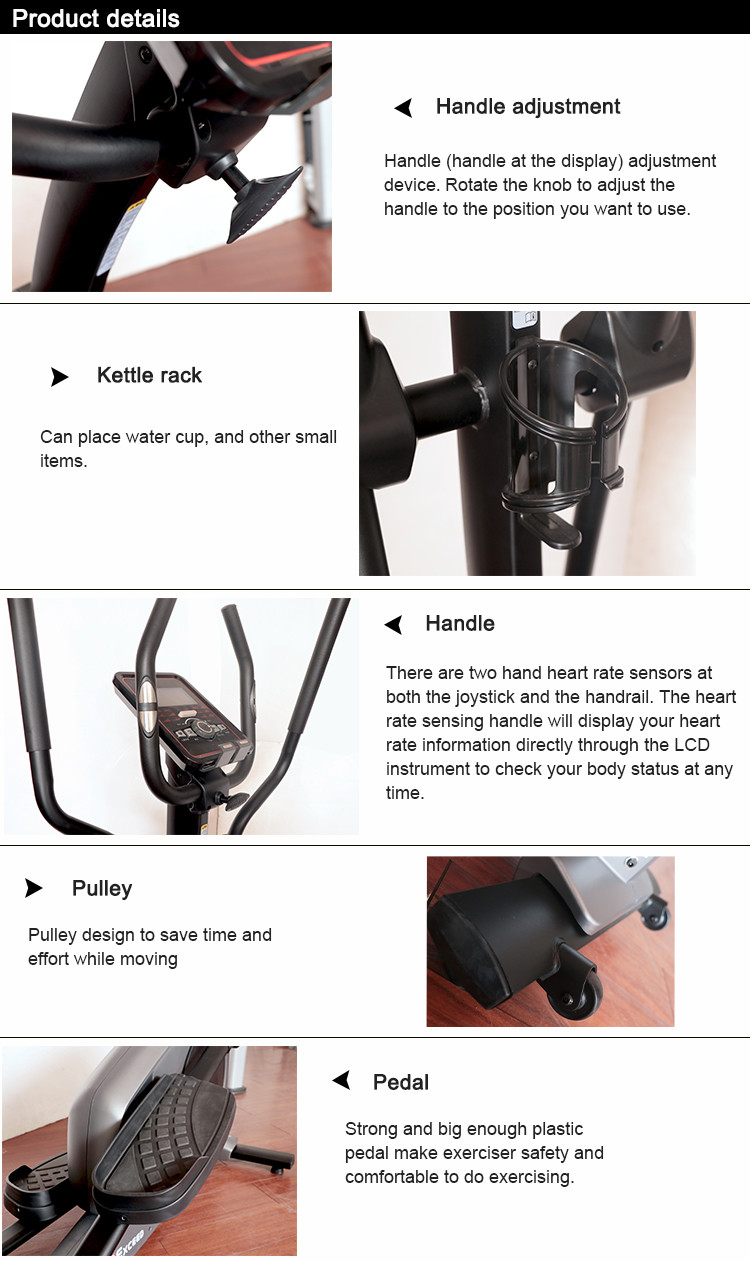 Commercial Stationary Exercise Bicycle , Elliptical Bike Fitness Stepper With Wheels