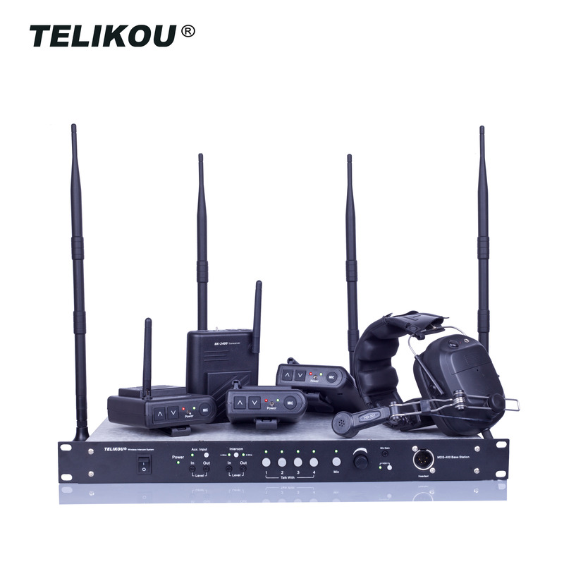 TELIKOU MDS-400 2.4G Digital Full Duplex Four Channels Wireless Intercom Talk Back System