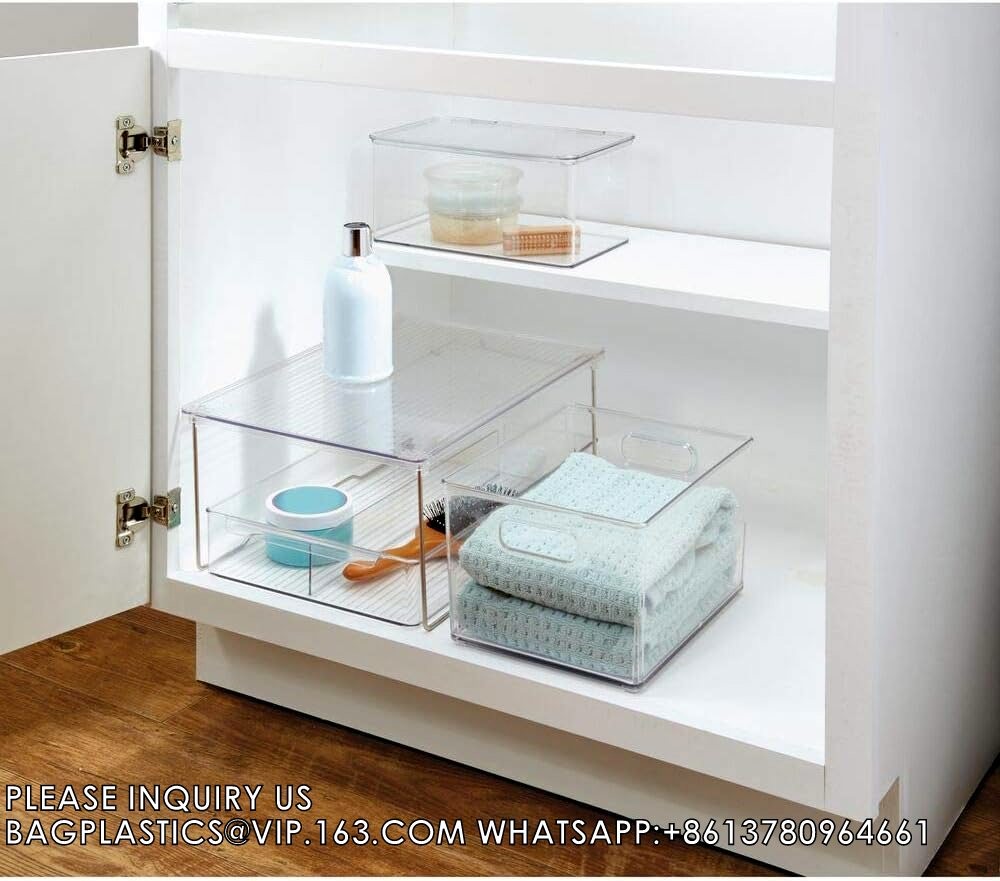 Organizer Bins- MultiPurpose & Versatile Stackable Cabinet Organizers Cosmetics, Laundry, Office Supplies