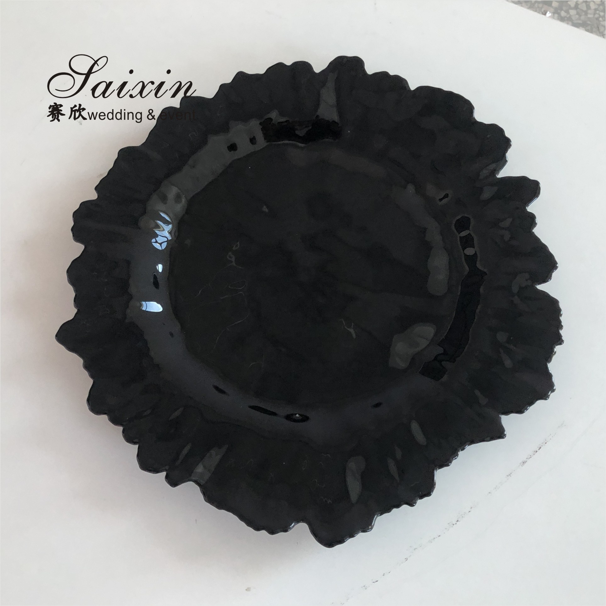 ZT-P056 Clear Silver Rim Decoration Glass Charger Plate For Home Wedding Decoration