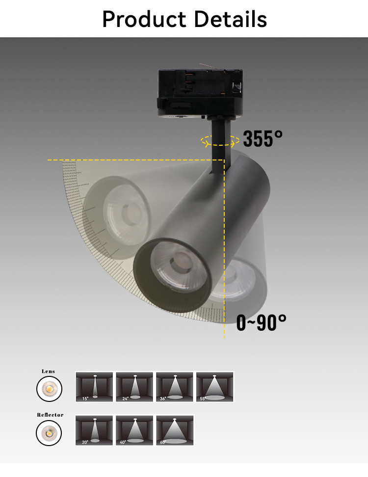 Movable Black Single Spotlight 220V 35W Adjustable Led Track Lighting