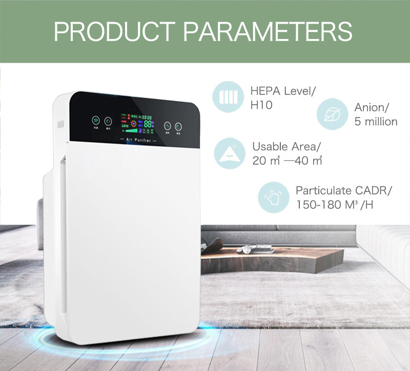 Multi Function LCD Touch Panel PM2.5 Air Purifier For Smoking Room