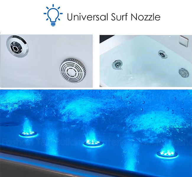 Single Person Bathroom Jacuzzi Tub 2100x1200x700mm Air Bubble Massage