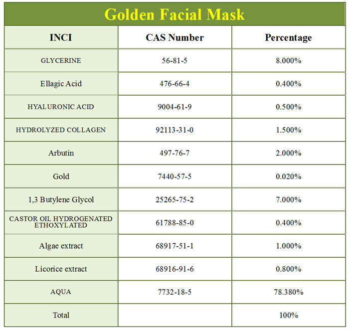 beauty care product 24k anti aging golden crystal facial mask