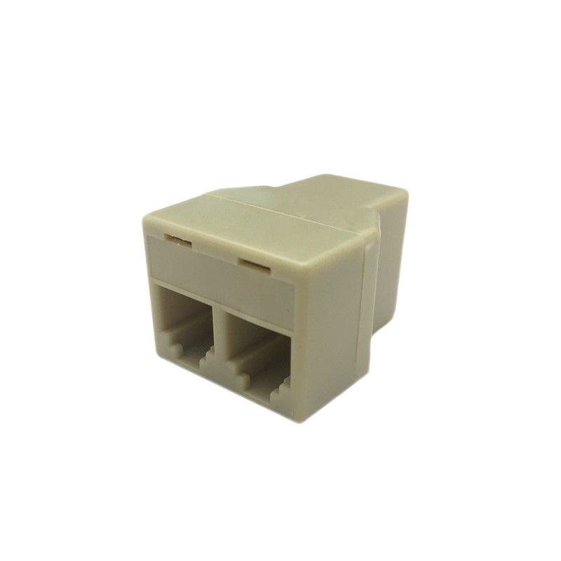 Kico Beige ABS RJ11 1 to 2 female telephone line splitter adapter connectors best goods