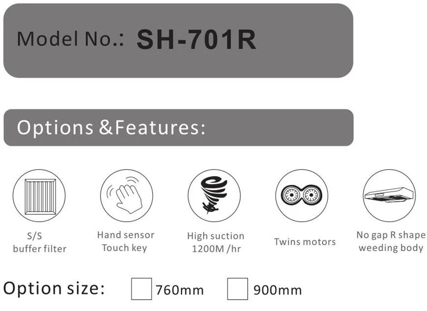 Cooking Stainless Steel Wall Mounted Slim Profile Range Hood Black
