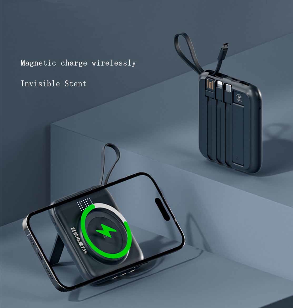 Compact Wireless Mobile Power Bank 15000mAh 20000mAh OEM With LED Display
