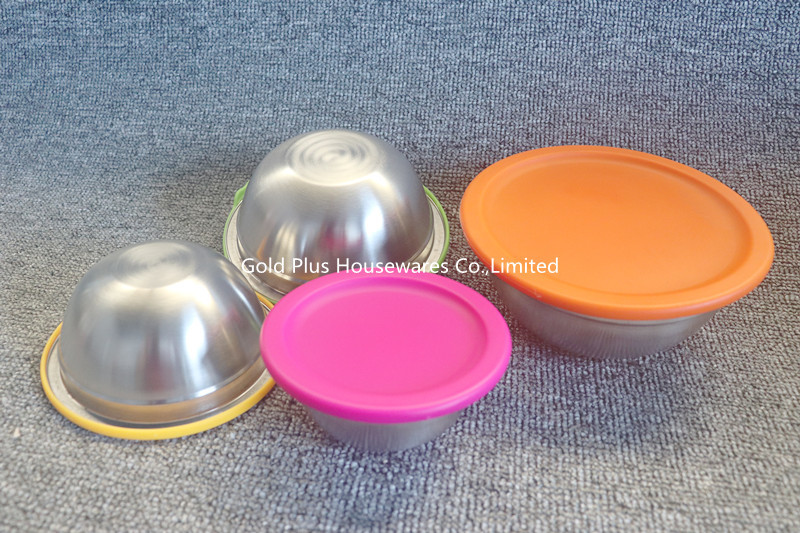 Dia 12cm Stainless Steel Salad Bowl Set 8pcs Edge Extension Design