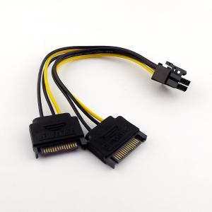 Buy cheap Dual ST 15 Pin Cable Male to PCI-E 6 Pin Female Video Card Power Adapter Cable product