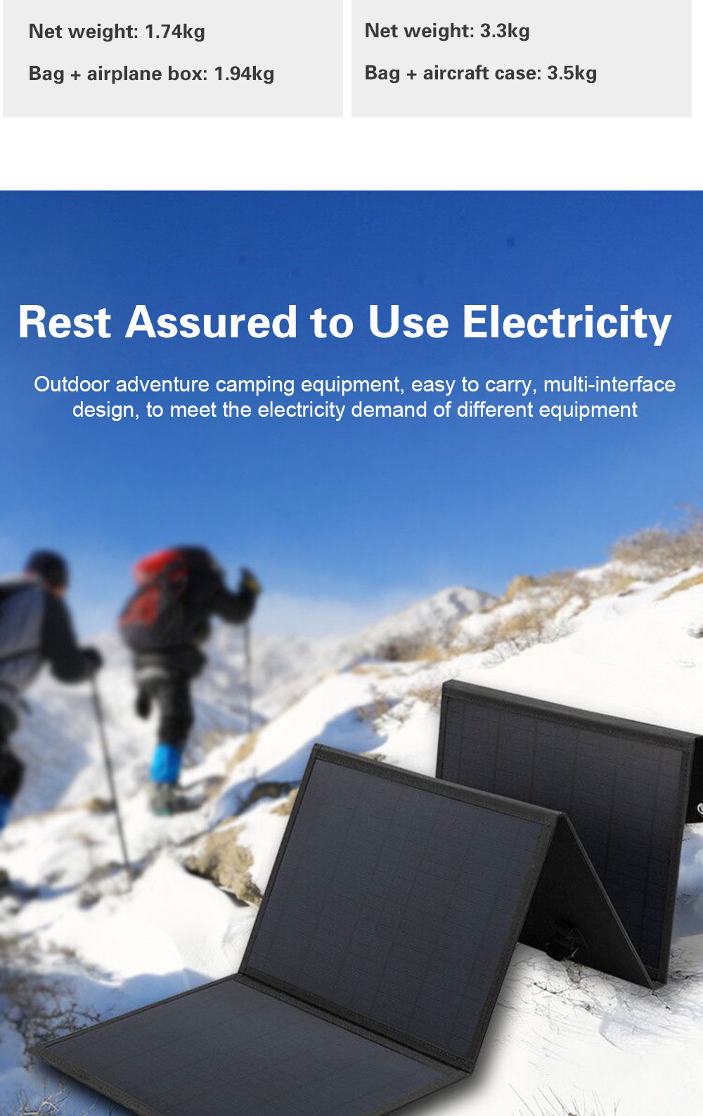 Mono Camping Foldable Solar Panel Charger Output Type C And Usb 80W Portable