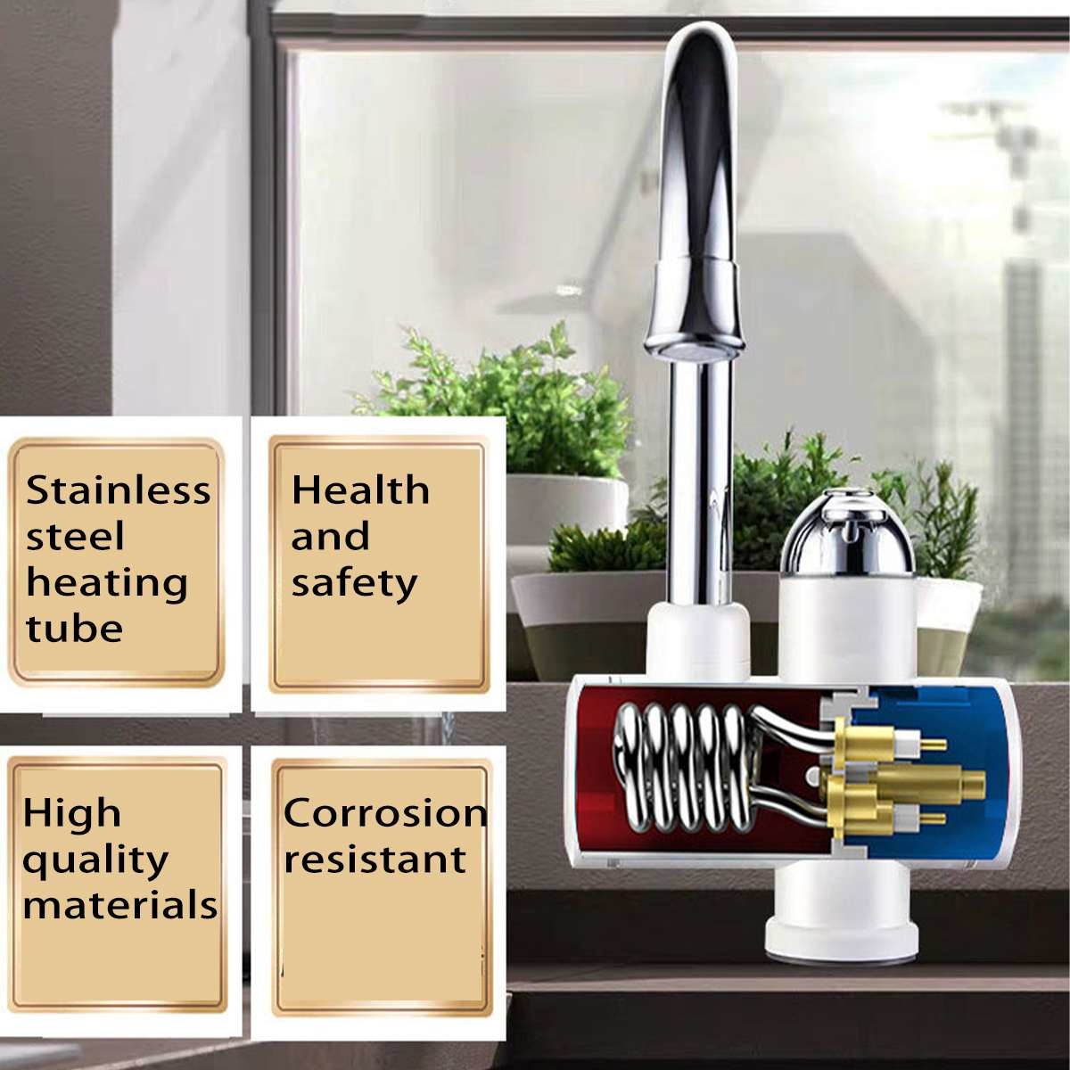 Deck Mounted Instant Electric Faucet Water Heater LVD 2-3L/Min For Sink