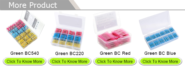 Green Heat Shrink Wire Butt Connectors , Crimp Connector Kit 100 Red 60 Blue 40 Yellow