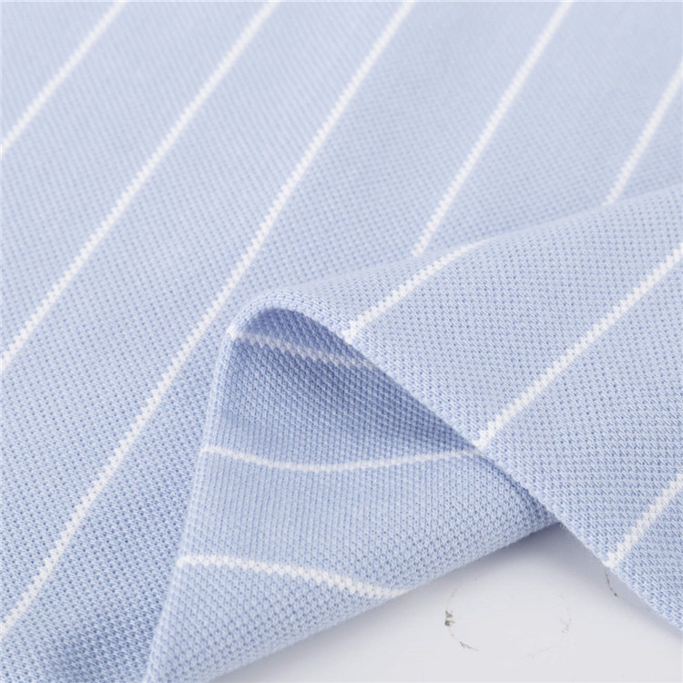 Pique Elasticity Wear Resistant Striped Cotton Fabric For Polo Shirt