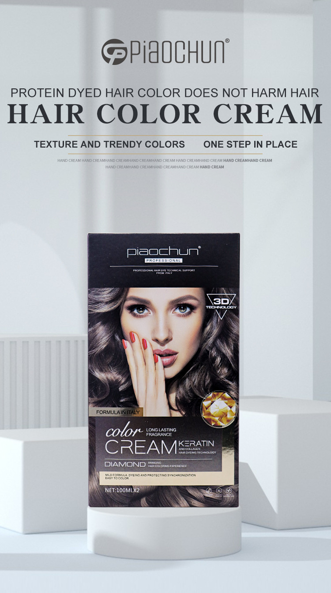 Ammonia Free Hair Color Cream For Covering White Hair Multi Stage Color 100ml