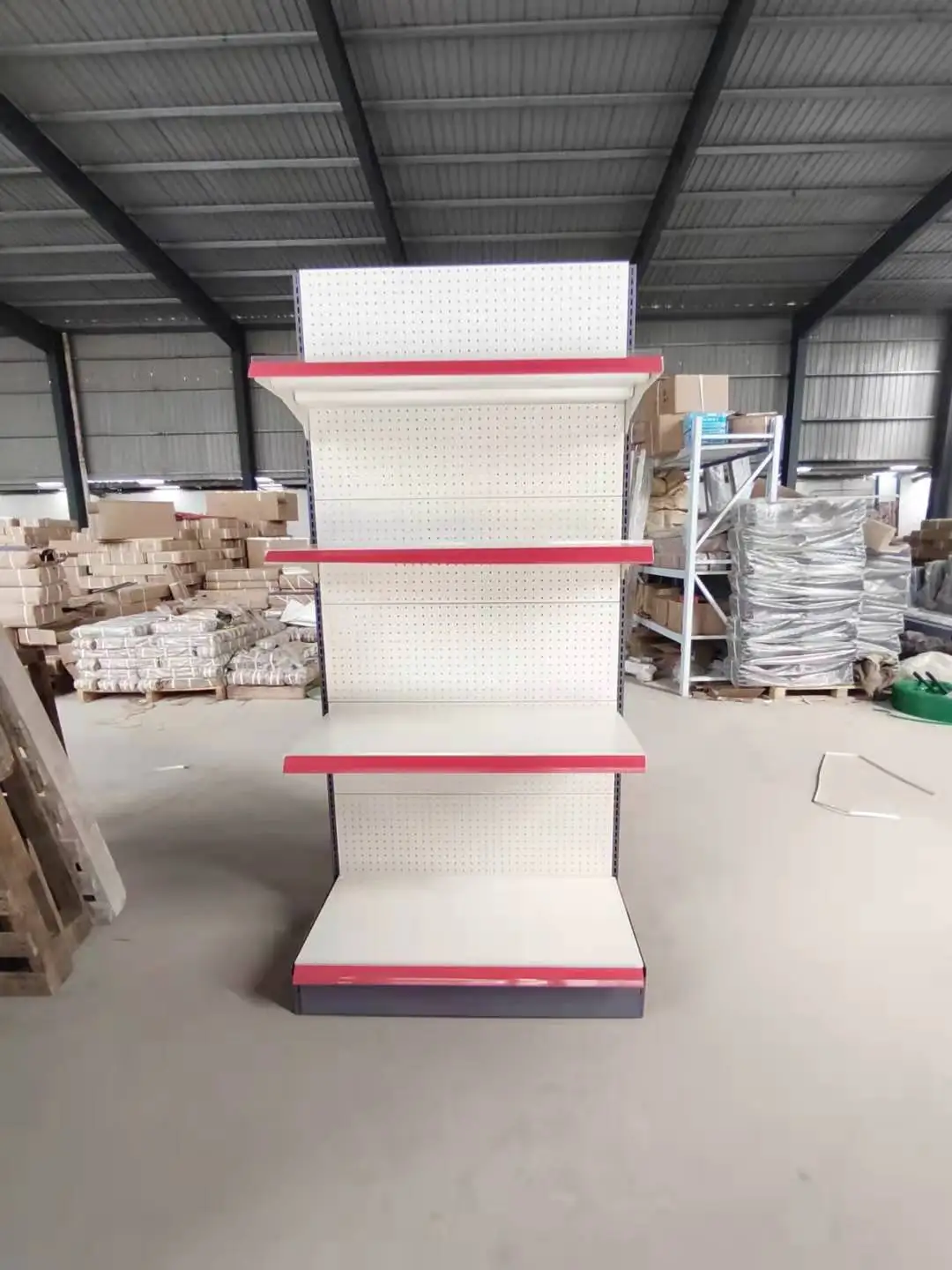 White Storage Shelf Rack Supermarket Metal Display Racks Medium Duty