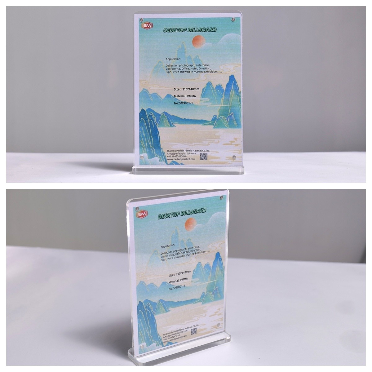 A4 A5 A6 Cast Magnetic T Shape Acrylic Sign Holder for Double Sided Display