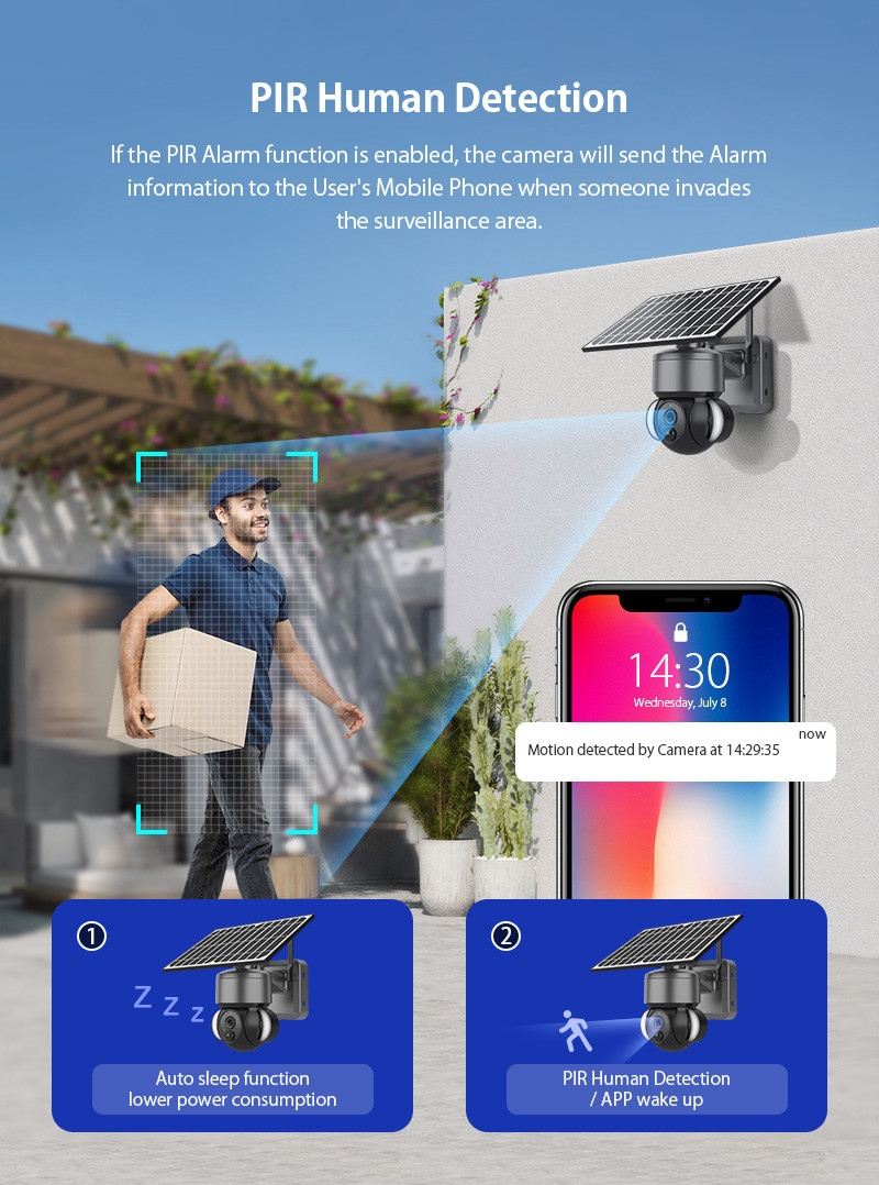 Tuya PTZ IP Solar Security Camera 4G 3MP Wireless Surveillance