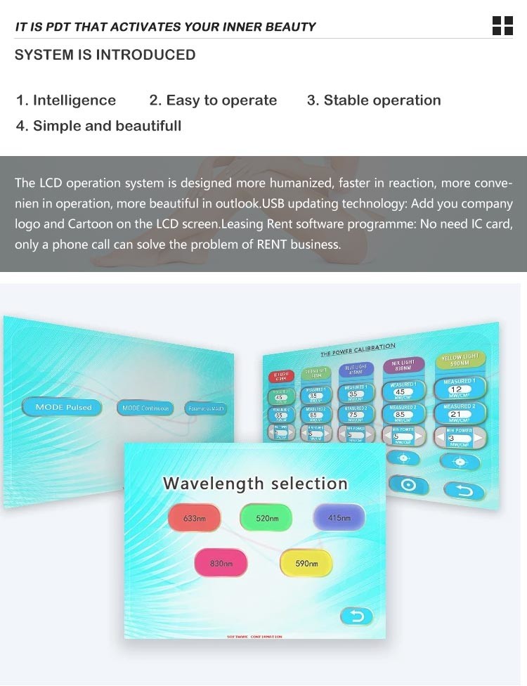 5 Color PDT LED Phototherapy Machine 420nm 520nm 590nm 633nm 850nm