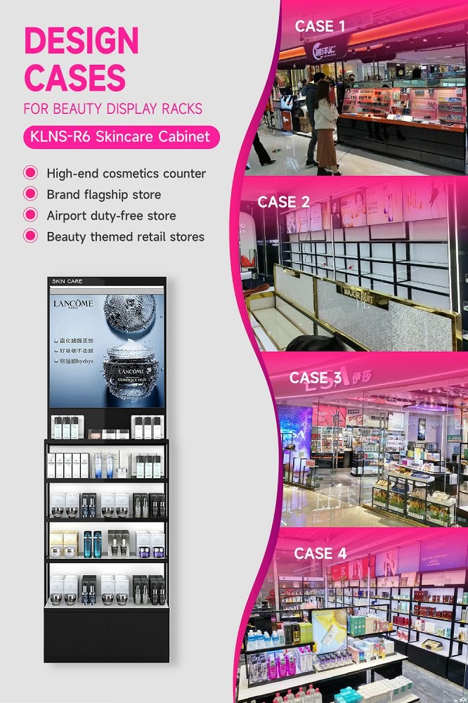 KLNS-R6 40mm Thick Soft Film Light Box Skincare Display Cabinet with 5mm White Glass