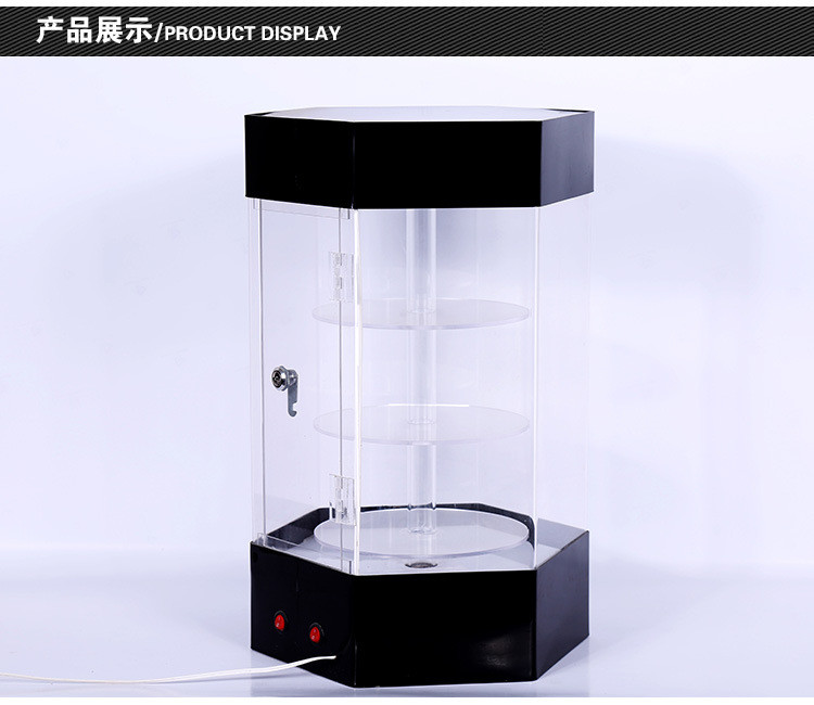 Rotating Multi-tiered Acrylic LED Lighting Jewelry Display Lockable Case