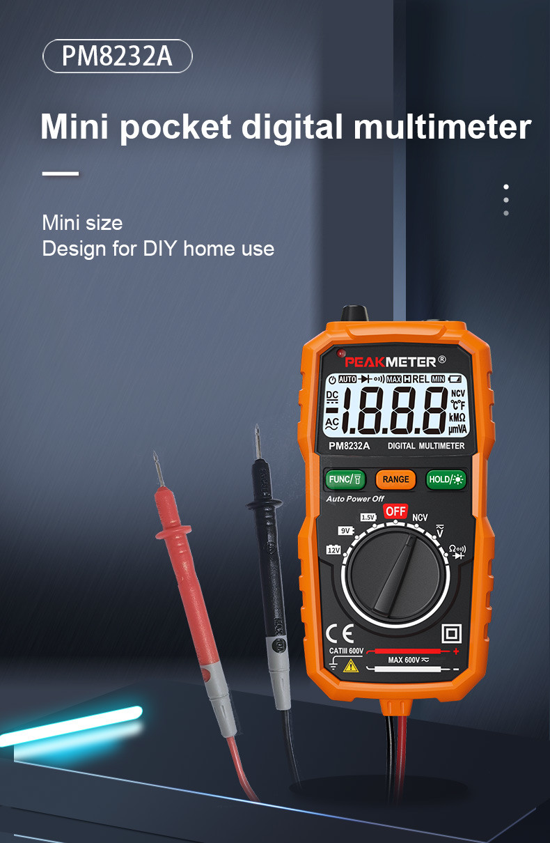 1.5V 9V 12V Battery test Portable mini Auto Range Digital Multimeter NCV detection 600V AC/DC Voltage