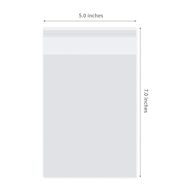 17-58 Micron 5" X 7" Opp / Bopp Poly Packaging Bag Resealable