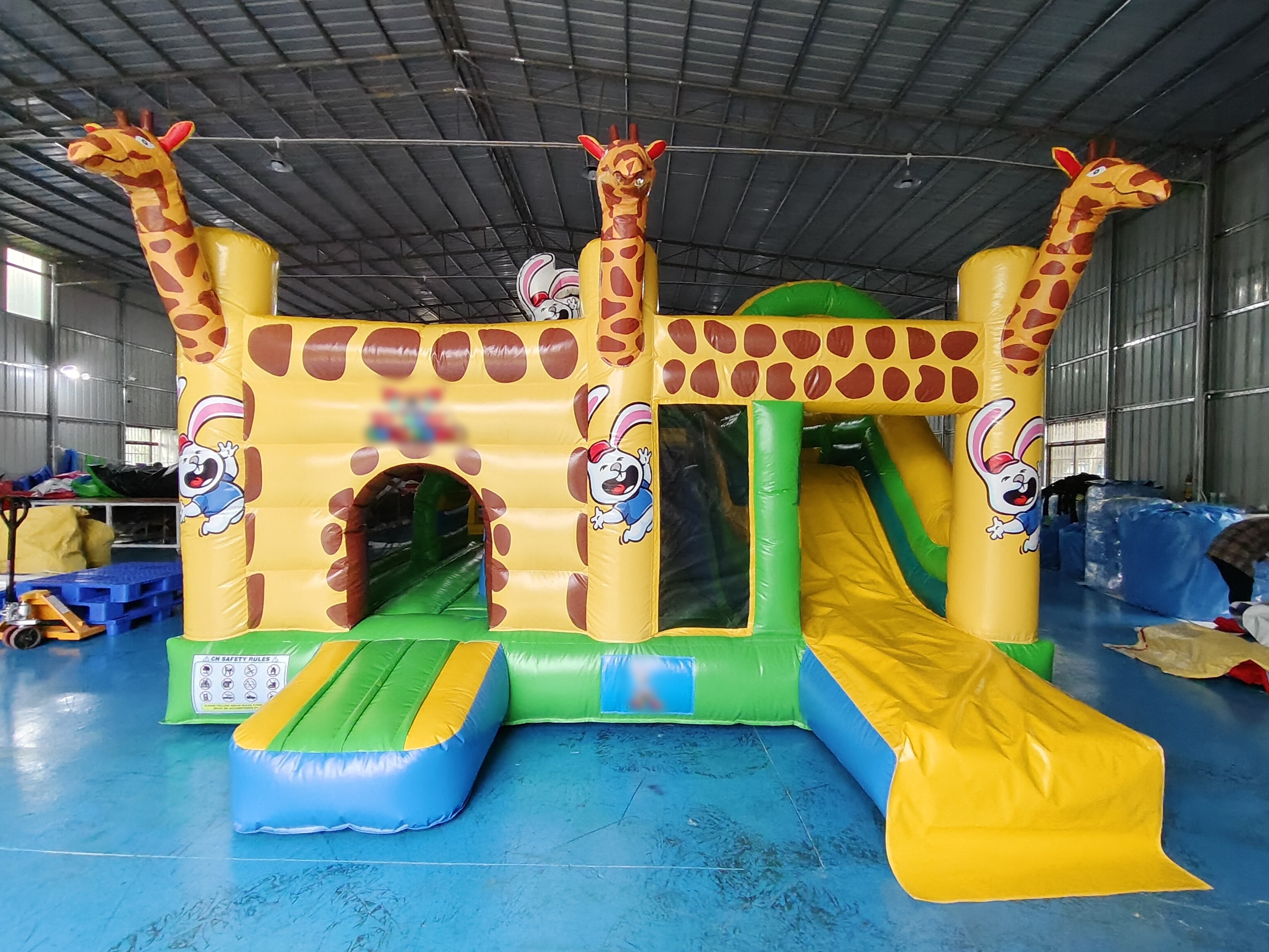 Commercial Grade Outdoor Inflatable Combo Zoo Giraffe Inflatable Bounce House With Slide Funny Jumping Castle
