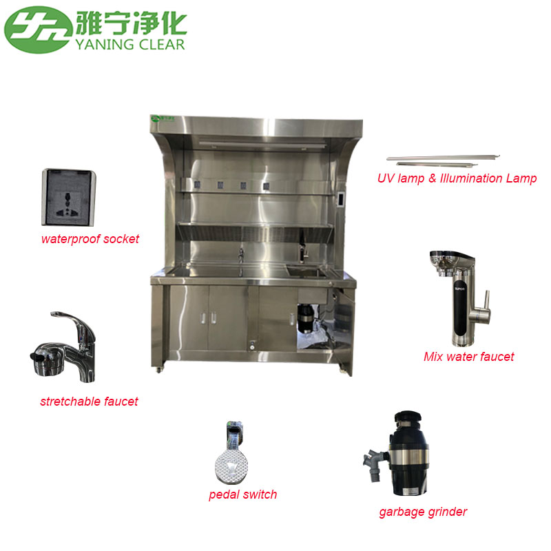 Laboratory 304 Stainless Steel Hand Wash Sink Multifunction Table Sampling With Stretchable Faucet