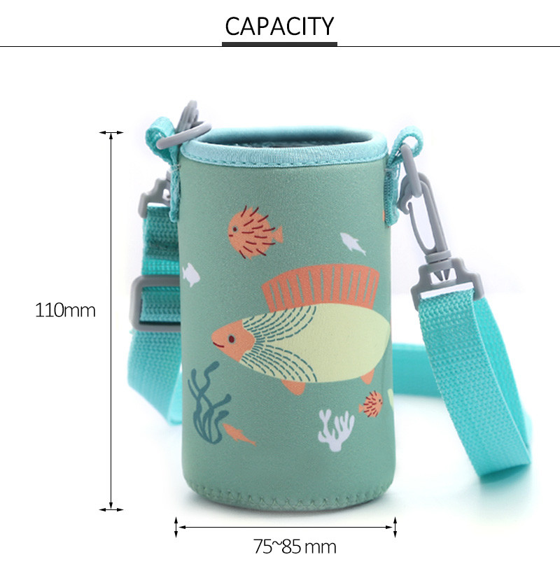 Cartoon Design Insulated Neoprene Baby Bottle Cover With Strap