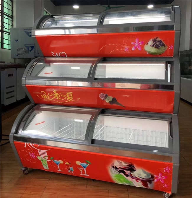 -22 Degree Ice Cream Display Freezer With 3 Cabinet Low Noise