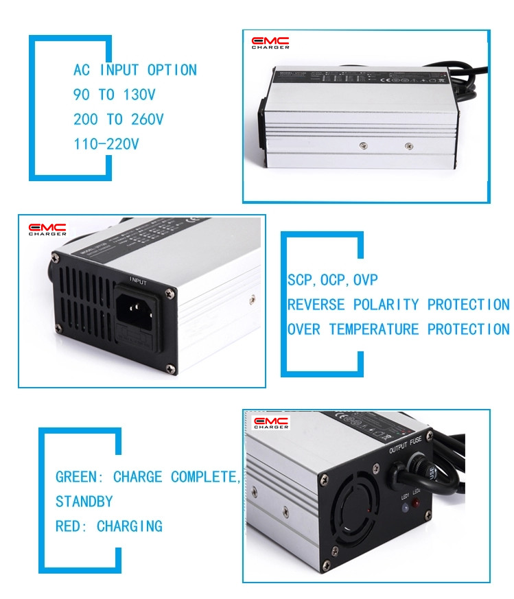 12V 10A Aluminium Alloy with Fan lithium battery charger for E-scooter CE