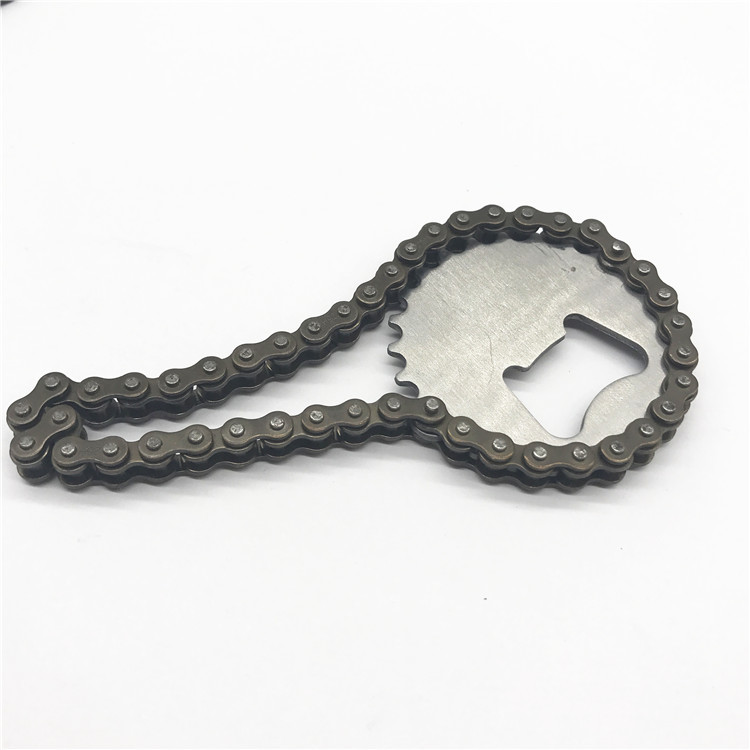 Cool Innovative Promotion Fancy Gift Brushed Metal Stainless Steel Bicycle Chain Laser Engrave Beer Bottle Opener