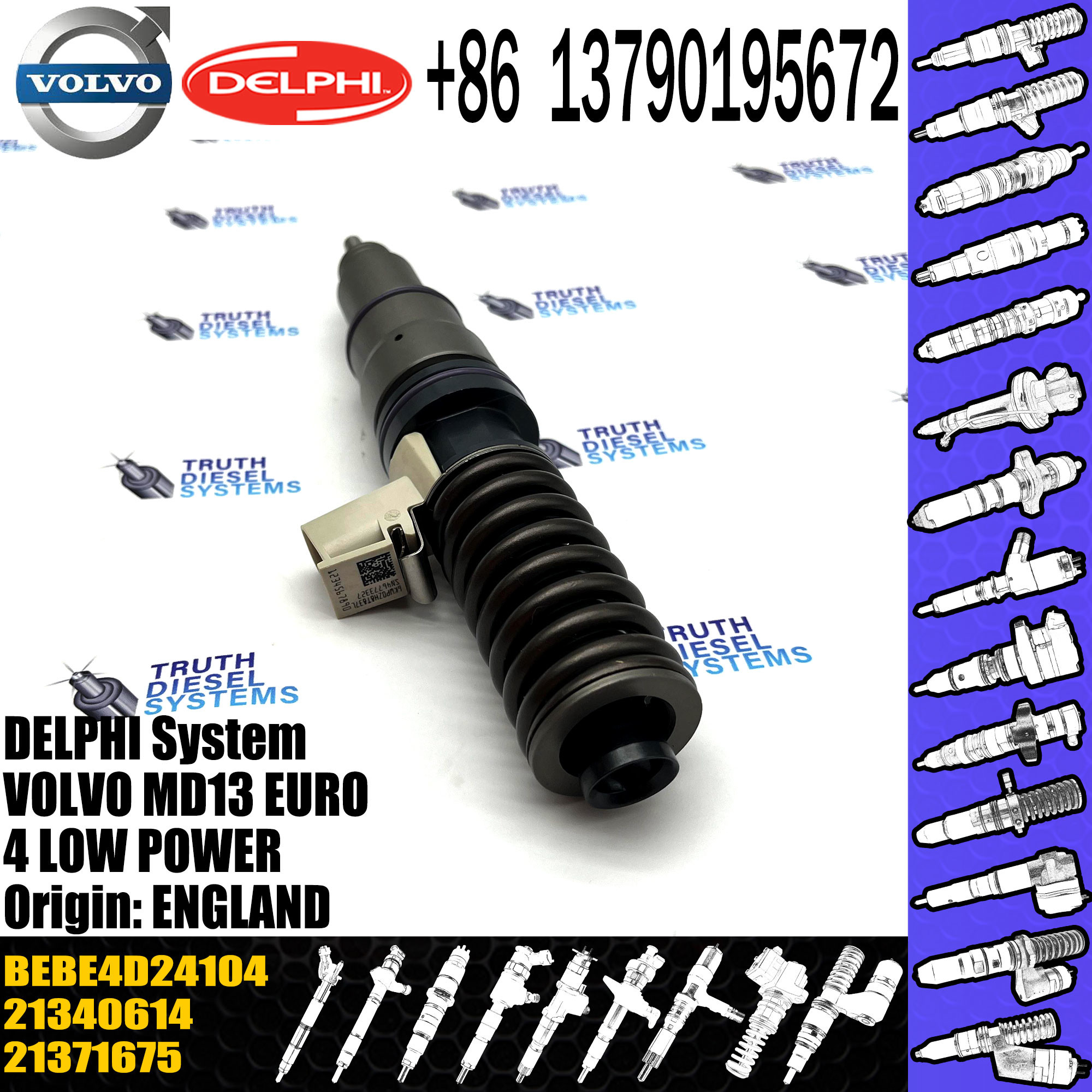 Fuel Injector 21371675 21340614 85000872 85003266 BEBE4D24004 BEBE4D24104 E3.18 for VOL MD13 EURO 4 LOW POWER